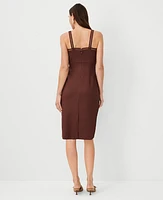 Ann Taylor Circle Trim Strap Linen Blend Sheath Dress Brown Stone Women's