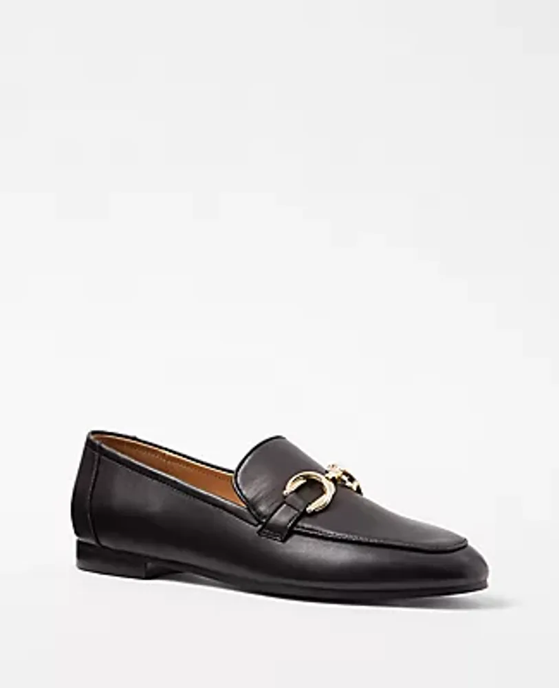 Ann Taylor Chain Bit Leather Loafers