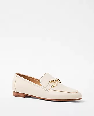Ann Taylor Chain Bit Leather Loafers
