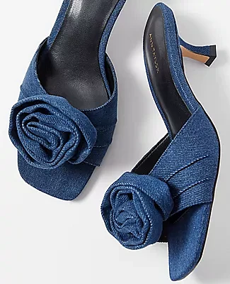 Ann Taylor Denim Floral Statement Sandals