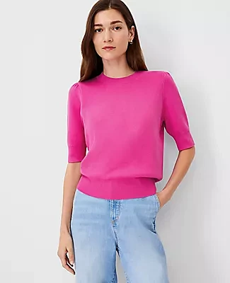 Ann Taylor Puff Sleeve Sweater Tee