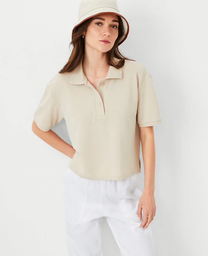 Ann Taylor AT Weekend Cropped Polo Top Women's