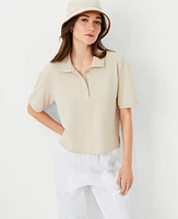 Ann Taylor AT Weekend Cropped Polo Top Women's