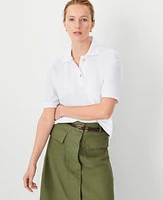 Ann Taylor AT Weekend Cropped Polo Top Women's