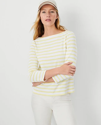 Ann Taylor AT Weekend 3/4 Sleeve Boatneck Top Pomelo Spritz Women's