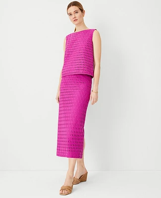 Ann Taylor Eyelet A-Line Skirt Magenta Shadow Women's