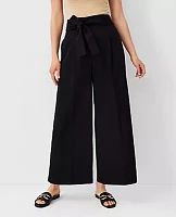 Ann Taylor The Tie Waist Pleated Wide Leg Ankle Pant