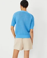 Ann Taylor Stitchy Sweater Cerulean Blue Women's