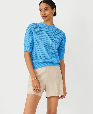 Ann Taylor Stitchy Sweater Cerulean Blue Women's