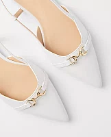 Ann Taylor Leather Buckle Pointy Toe Slingback Flats