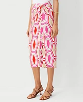 Ann Taylor Geo Knot Wrap Pencil Skirt Bold Pink Women's