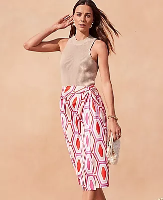 Ann Taylor Geo Knot Wrap Pencil Skirt