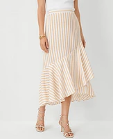 Ann Taylor Striped Flounce Midi Wrap Skirt Baguette Women's