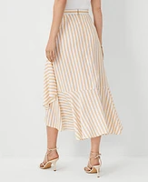 Ann Taylor Striped Flounce Midi Wrap Skirt Baguette Women's