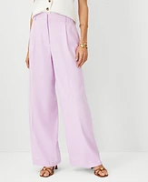 Ann Taylor The Single Pleated Wide Leg Pant Linen Blend Crisp Lilac Women's