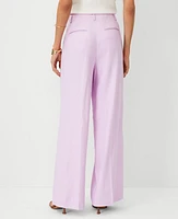 Ann Taylor The Single Pleated Wide Leg Pant Linen Blend Crisp Lilac Women's