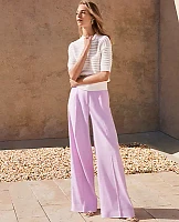 Ann Taylor The Single Pleated Wide Leg Pant Linen Blend