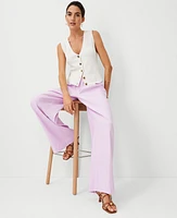 Ann Taylor The Single Pleated Wide Leg Pant Linen Blend Crisp Lilac Women's