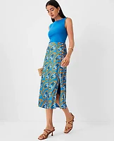 Ann Taylor Floral Button Midi Slip Skirt