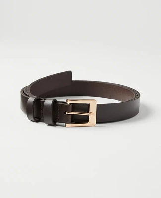 Ann Taylor Rectangular Buckle Leather Belt Chocolate Women's