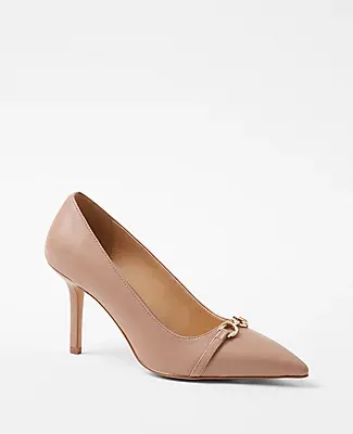 Ann Taylor Leather Buckle Pointy Toe Pumps