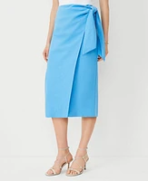 Ann Taylor Tie Waist Wrap Pencil Skirt Cerulean Blue Women's