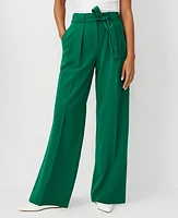 Ann Taylor The Petite Tie Waist Pleated Wide Leg Pant Size 0 Fresh Evergreen Women's