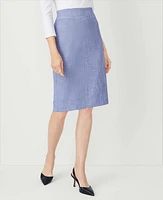 Ann Taylor The High Waist Seamed Pencil Skirt Cross Weave Azurine Blue Women's