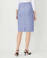 Ann Taylor The High Waist Seamed Pencil Skirt Cross Weave Azurine Blue Women's