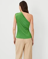 Ann Taylor Ruched One Shoulder Top Matcha Women's