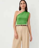 Ann Taylor Ruched One Shoulder Top Matcha Women's