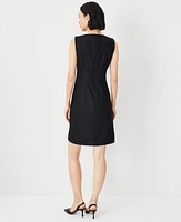 Ann Taylor The Seamed Fitted Shift Dress Linen Twill Black Women's