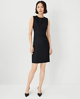 Ann Taylor The Seamed Fitted Shift Dress Linen Twill Black Women's