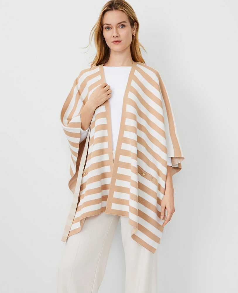 Ann Taylor Striped Open Poncho Baguette Women's