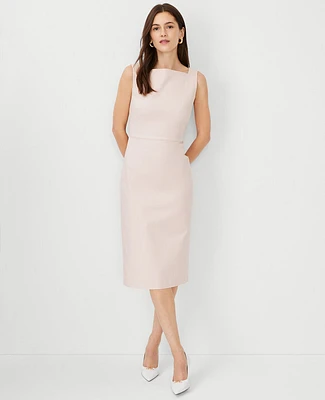 Ann Taylor The High Square Neck Sheath Dress Stretch Cotton Pink Dust Women's