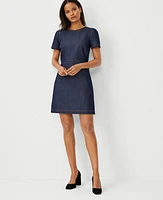 Ann Taylor Petite Puff Sleeve Flare Dress Size 12 Pure Indigo Women's