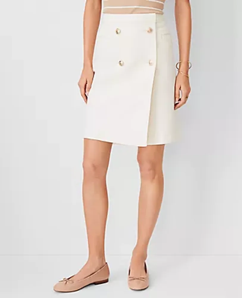 Ann Taylor Petite AT Weekend Mariner Denim Skirt in Ivory