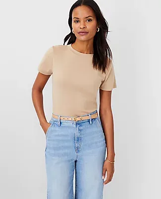 Ann Taylor Crew Neck Short Sleeve Top