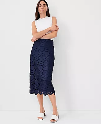 Ann Taylor Studio Collection Lace Midi Pencil Skirt