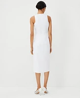 Ann Taylor Linen Twill Crew Neck Sheath Dress White Women's