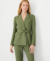 Ann Taylor The Petite Belted Blazer Crepe Women's