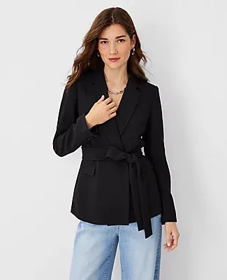 Ann Taylor The Petite Belted Blazer Crepe