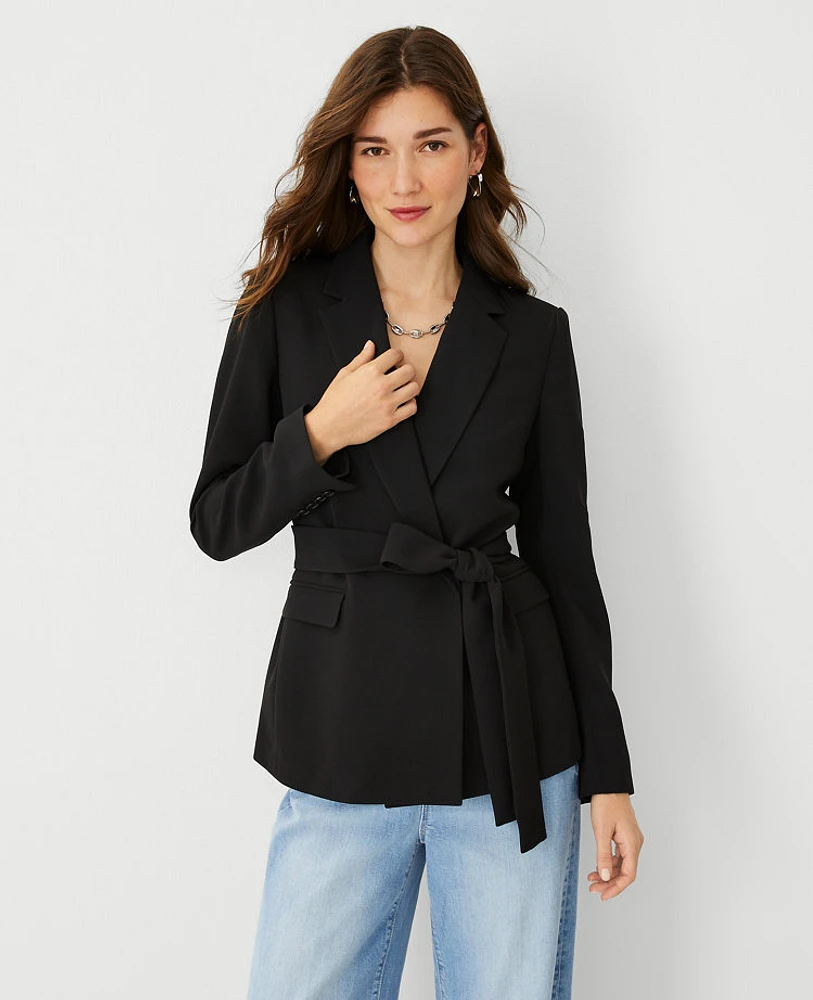 Ann Taylor The Petite Belted Blazer Crepe Women's