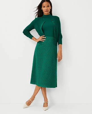 Ann Taylor Petite Eyelet A-Line Midi Skirt Fresh Evergreen Women's