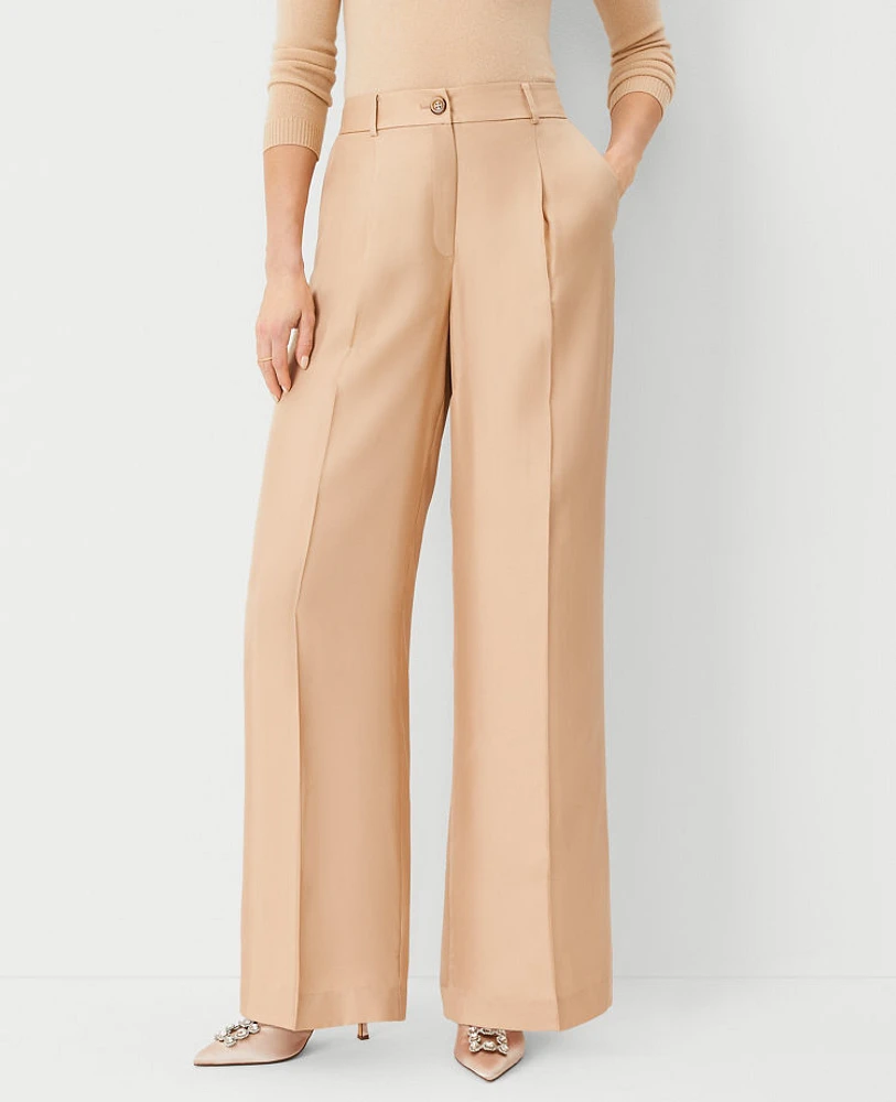 Ann Taylor Studio Collection Pleated Wide Leg Pant Silk Women's