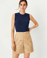 Ann Taylor The Side Zip Short Embroidery Baguette Women's