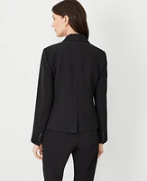 Ann Taylor The Shorter One Button Blazer Fluid Crepe Black Women's