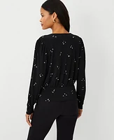 Ann Taylor Petaled Blouson Shirred Wrap Top Black Women's