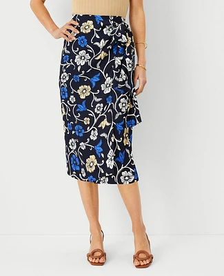 Ann Taylor Floral Sarong Wrap Pencil Skirt Night Sky B Women's