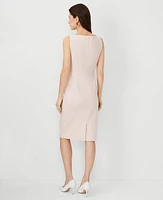 Ann Taylor The Petite High Square Neck Sheath Dress Stretch Cotton Pink Dust Women's